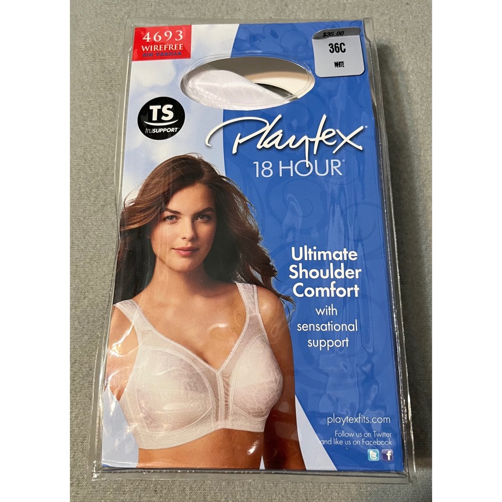 Playtex 18 Hour Wirefree Ultimate‎ Shoulder Comfort Bra 36C White